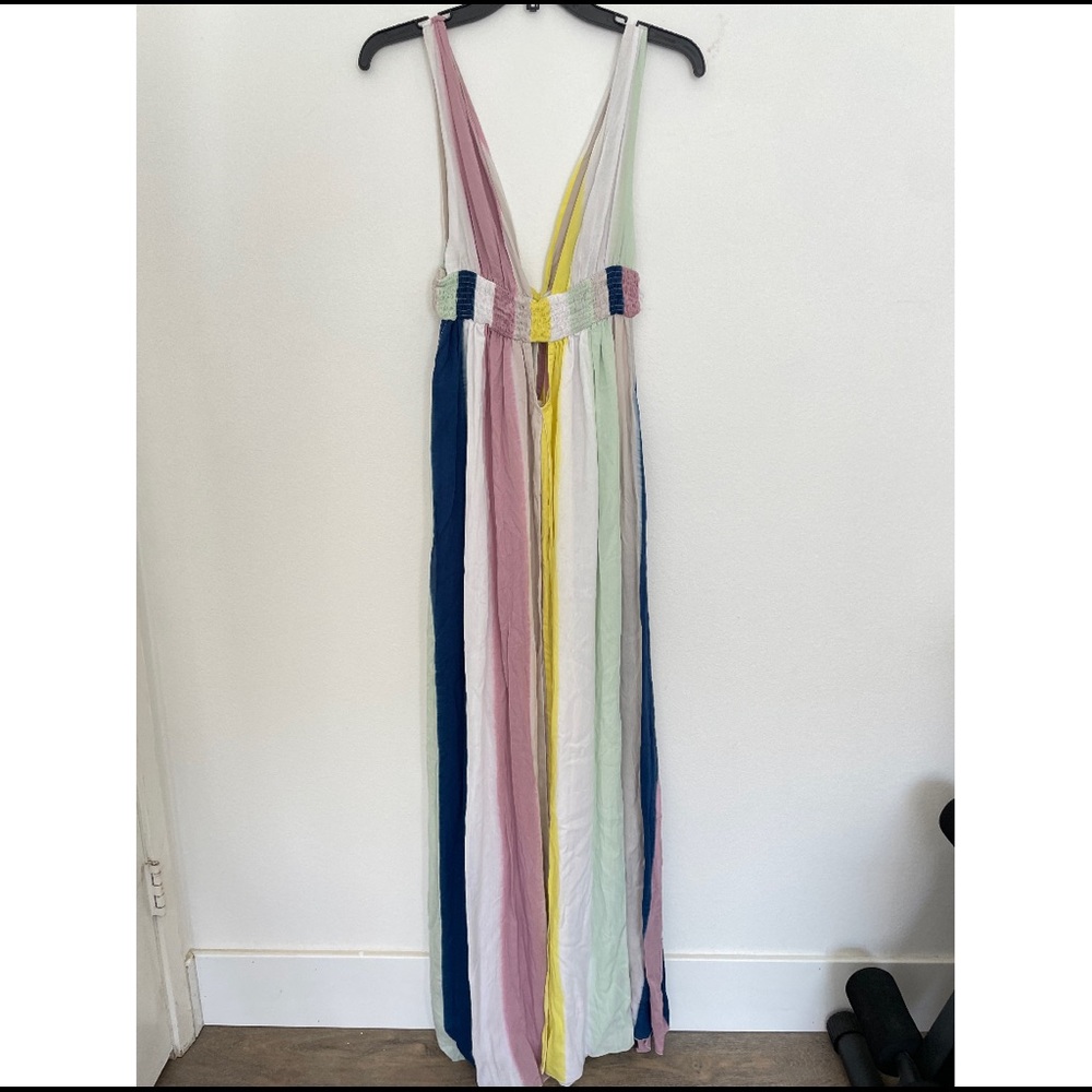 Indah Anjeli Dress Size Medium Colorful Maxi Striped Cutouts Bohemian New Tags